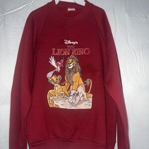 Vintage Lion King Red Crewneck Sweatshirt Disney Youth Medium Simba Nala Mufasa